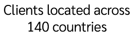 Clients located across 140 countries
